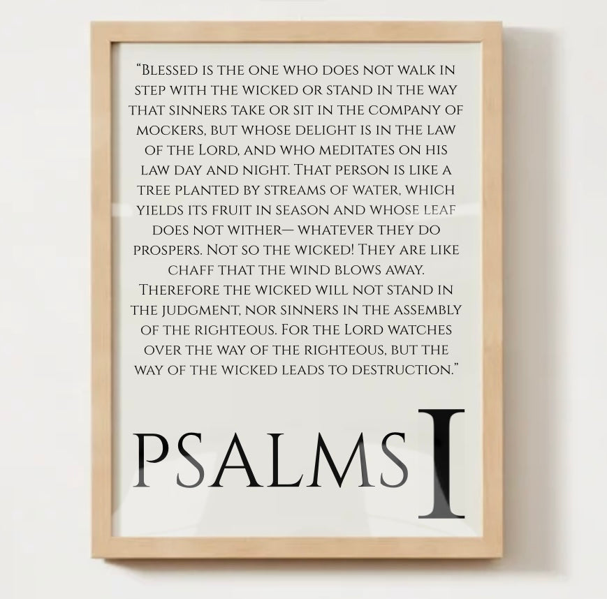 Mounted Framed Poster – Psalm 1 Reminder in English